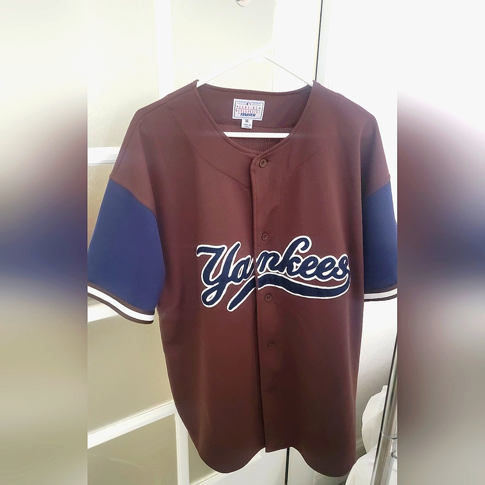 Starter Brown and Blue Yankees Jersey